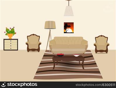 The room furnished with furniture. Modern Flat style Vector Illustration. EPS10. The room furnished with furniture. Modern Flat style Vector Illu