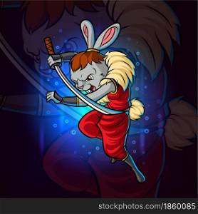 The samurai rabbit esport mascot design