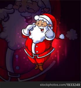 The santa is giving the love sign hand esport mascot design