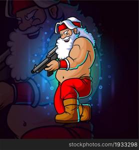 The santa shooter with the long gun esport logo design