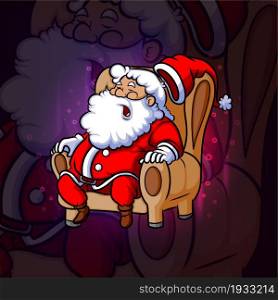 The santa sleep on the sofa esport mascot design