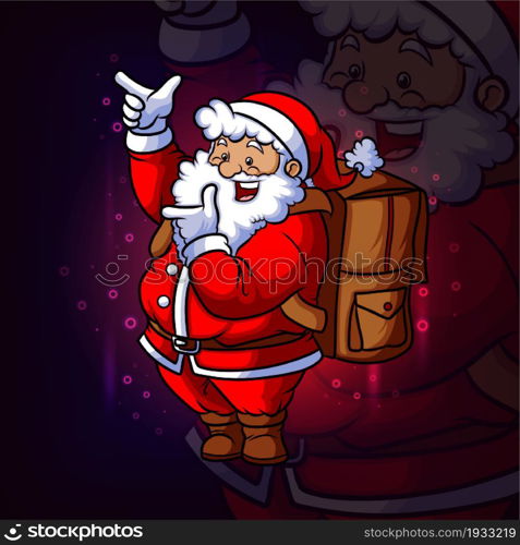 The santa with courier bag esport mascot design