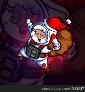 The santa with the astronaut costume esport mascot design