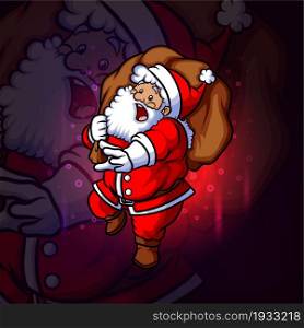 The santa with the shocked expression esport mascot design