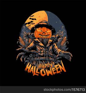 The Scarecrow Happy Halloween Horror Illustrations for clothingline merchandise your brands business
