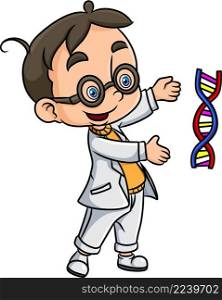 The scientist is researcher the DNA blood in the laboratory
