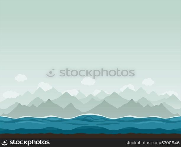 The sea against mountains. A vector illustration