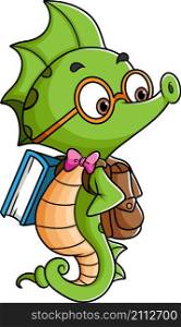 The seahorse student is ready for school