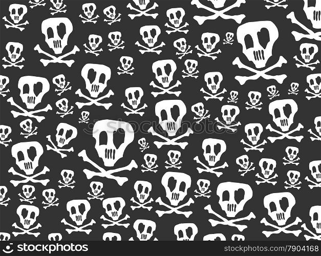 the seamless background of skulls and bones patterns