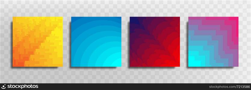 The set includes abstract background images with gradients in the form of square and bright colors.
