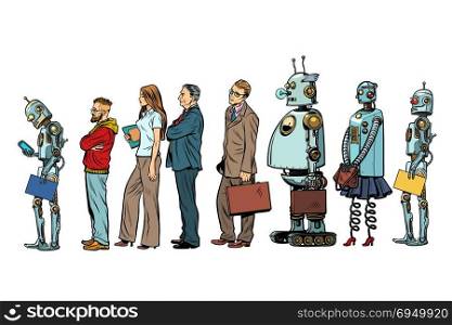 The set of all people. Woman man robot hipster businessman. Pop art retro vector illustration. The set of all people. Woman man robot hipster businessman