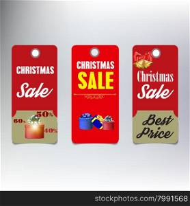 the set of three sale Christmas labels. Christmas labels. Vector