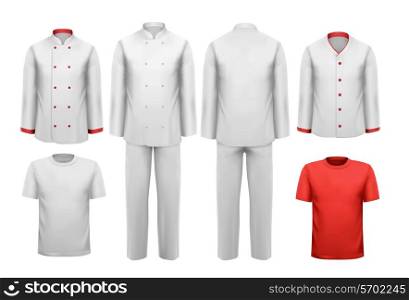 The set of various work clothes. Vector illustration.