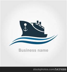 The ship in the sea. A vector illustration