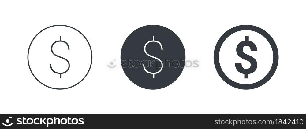 The sign of the U.S. dollar or Canada. The sign of the Canadian or American currency. Money symbols of the world. Vector illustration