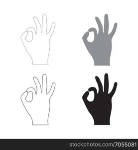 The sign perfectly shows the hand the black and grey color set icon .. The sign perfectly shows the hand it is the black and grey color set icon .