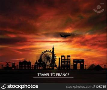 The silhouette of France city landscape