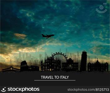 The silhouette of Italy city landscape