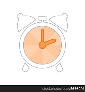 The sketch an alarm clock with an orange arrow. A vector illustration