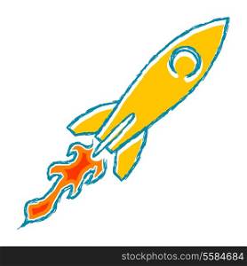 The sketch Launch rockets with the flame. Vector illustration