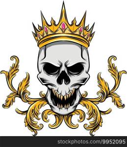 The skull with the golden crown and the ruby diamond for the tattoos