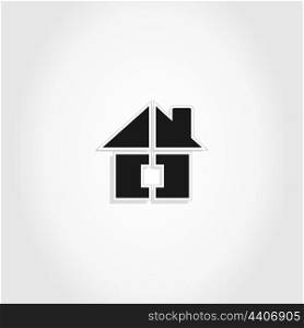 The small house on a grey background. A vector illustration