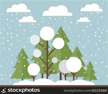 The snow in the winter forest. Vector illustration
