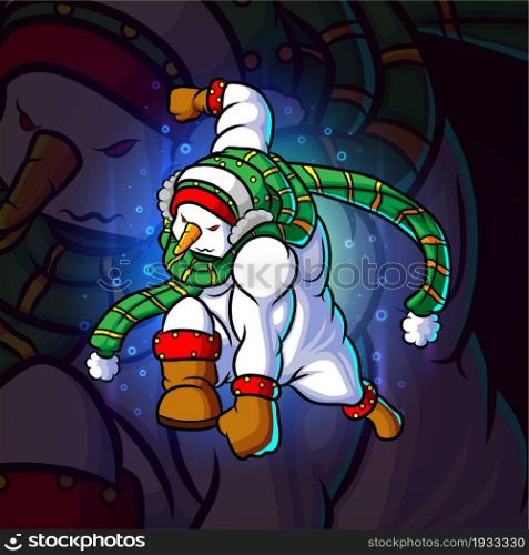 The snowman is ready for attack esport logo design