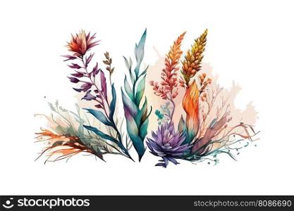 The spine of beautiful flowers watercolor. Vector illustration desing.