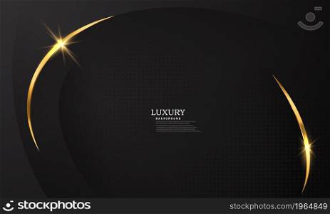 The splendor of luxury black and gold poster on abstract background with dynamic.