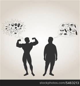 The sportsman and the fat man. A vector illustration