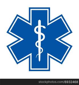 The Star of Life (with the staff of Asclepius). Modern symbol of The Emergency medical services, ambulance and paramedic services.