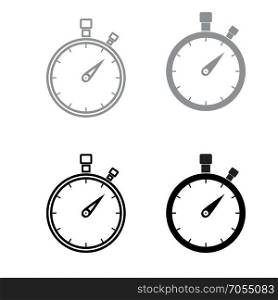The stopwatch the black and grey color set icon .. The stopwatch it is the black and grey color set icon .
