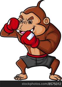 The strong chimpanzee as the professional boxer 
