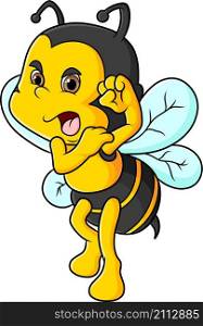 The strongest bee is ready to fight and angry
