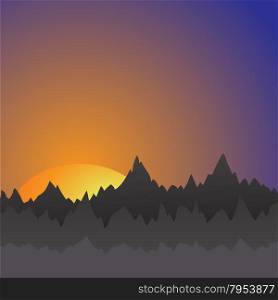 The Sun Sets Behind The Mountains. Mountain Landscape. Mountains