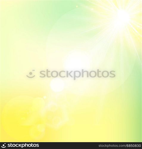 The sun shiny sunlight from the sky nature with lens flares vector background