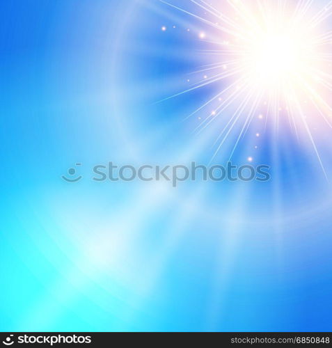 The sun shiny sunlight from the sky nature with lens flares vector background