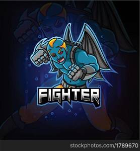 The super bat fighter esport mascot design of illustration