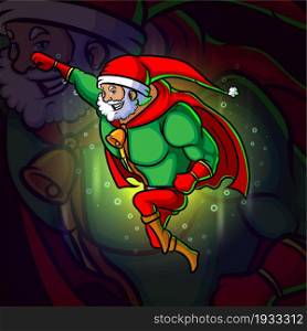 The super santa is flying esport mascot design