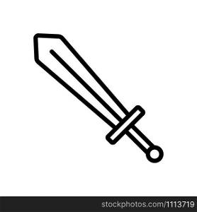 The sword knight is an icon vector. Thin line sign. Isolated contour symbol illustration. The sword knight is an icon vector. Isolated contour symbol illustration