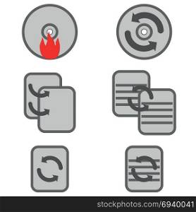 The symbol data processing grey and red.. The symbol data processing grey and red set.