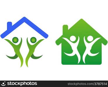the symbol of Happy family and home concept logo isolated from white background