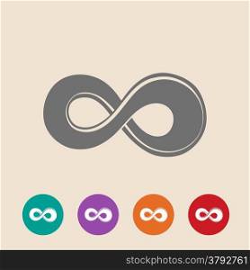 The symbol of infinity. Vector illustration on light yellow background