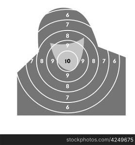 The target for shooting practice at a shooting range with a pistol