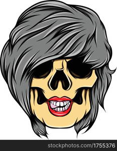 The tattoo inspiration of the girl skull with the messy hair