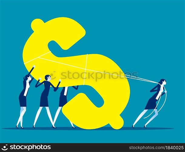 The team tried to raise the dollar symbol. Helping each other
