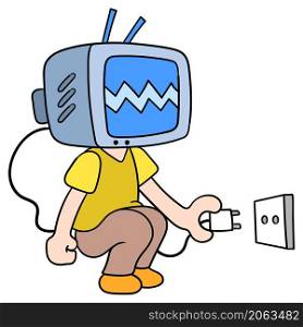the television is looking for a power source to connect the plug