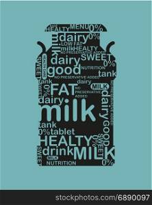 The text arrangement for milk dairy products, milk tank, illustration vector design.