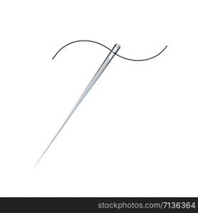 The thread in the needle vector. Silhouette of a thread in a needle hole. Vector illustration.. The thread in the needle vector. Silhouette of a thread in a needle hole. Vector stock illustration.